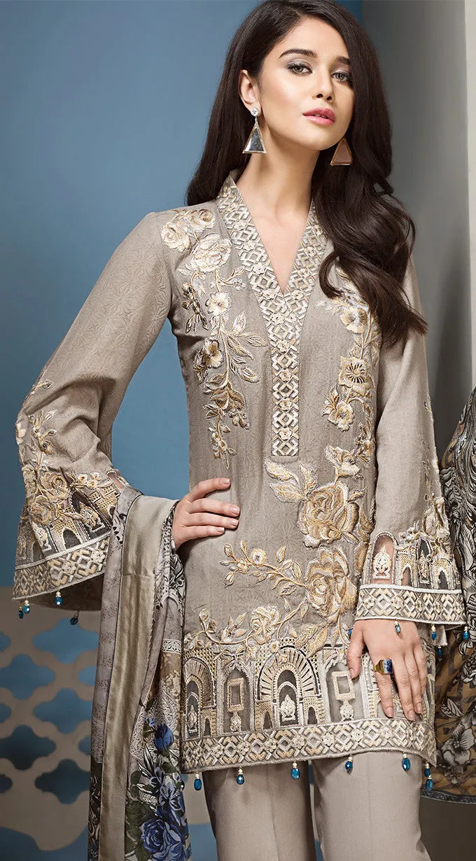 Anaya by Kiran Chaudhry Luxury Lawn 2018 – 2-Dusky Rose