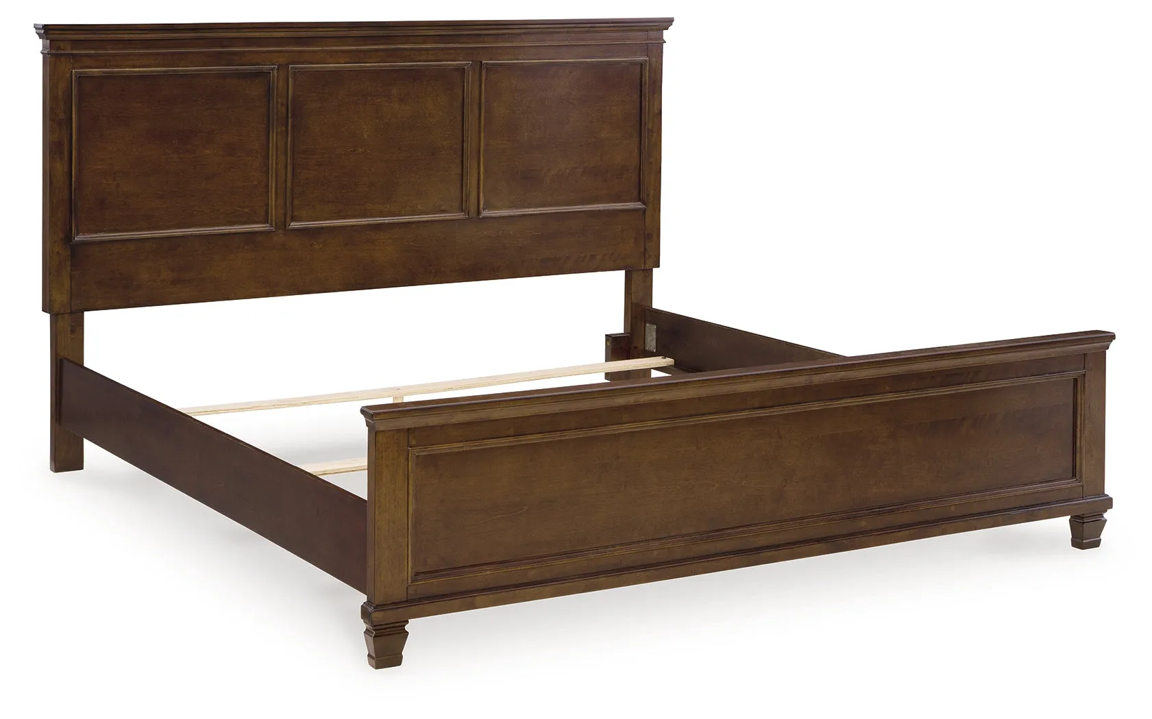 Danabrin King Panel Bed with Mirrored Dresser and 2 Nightstands in Brown