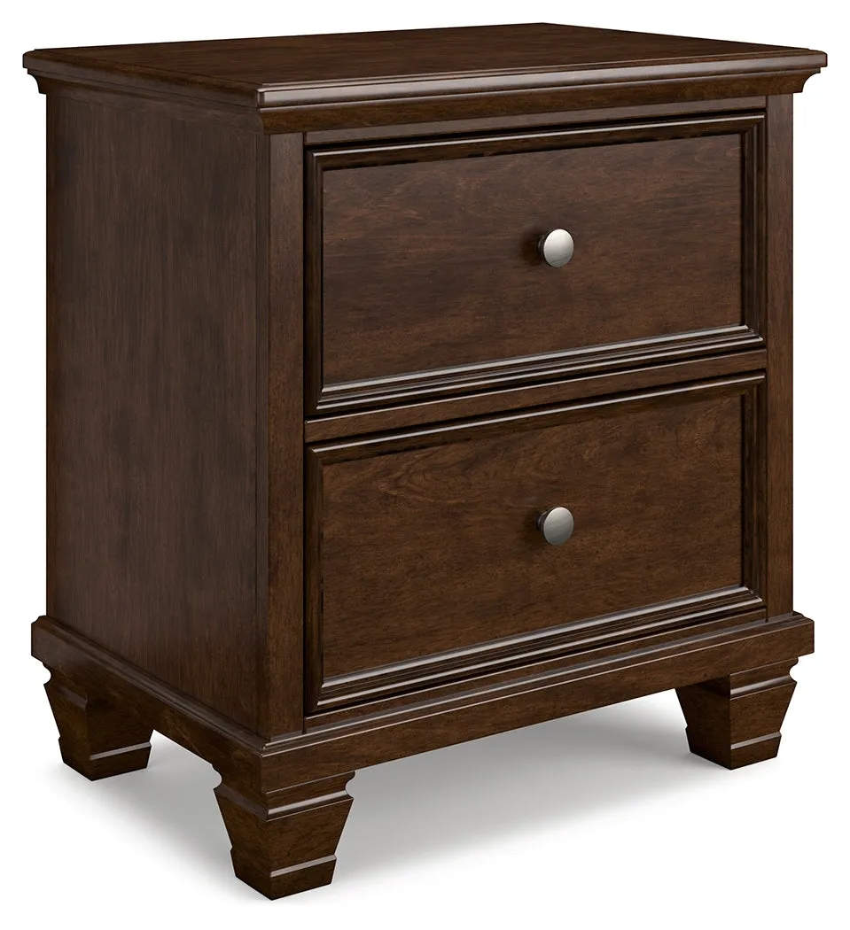 Danabrin King Panel Bed with Mirrored Dresser and 2 Nightstands in Brown