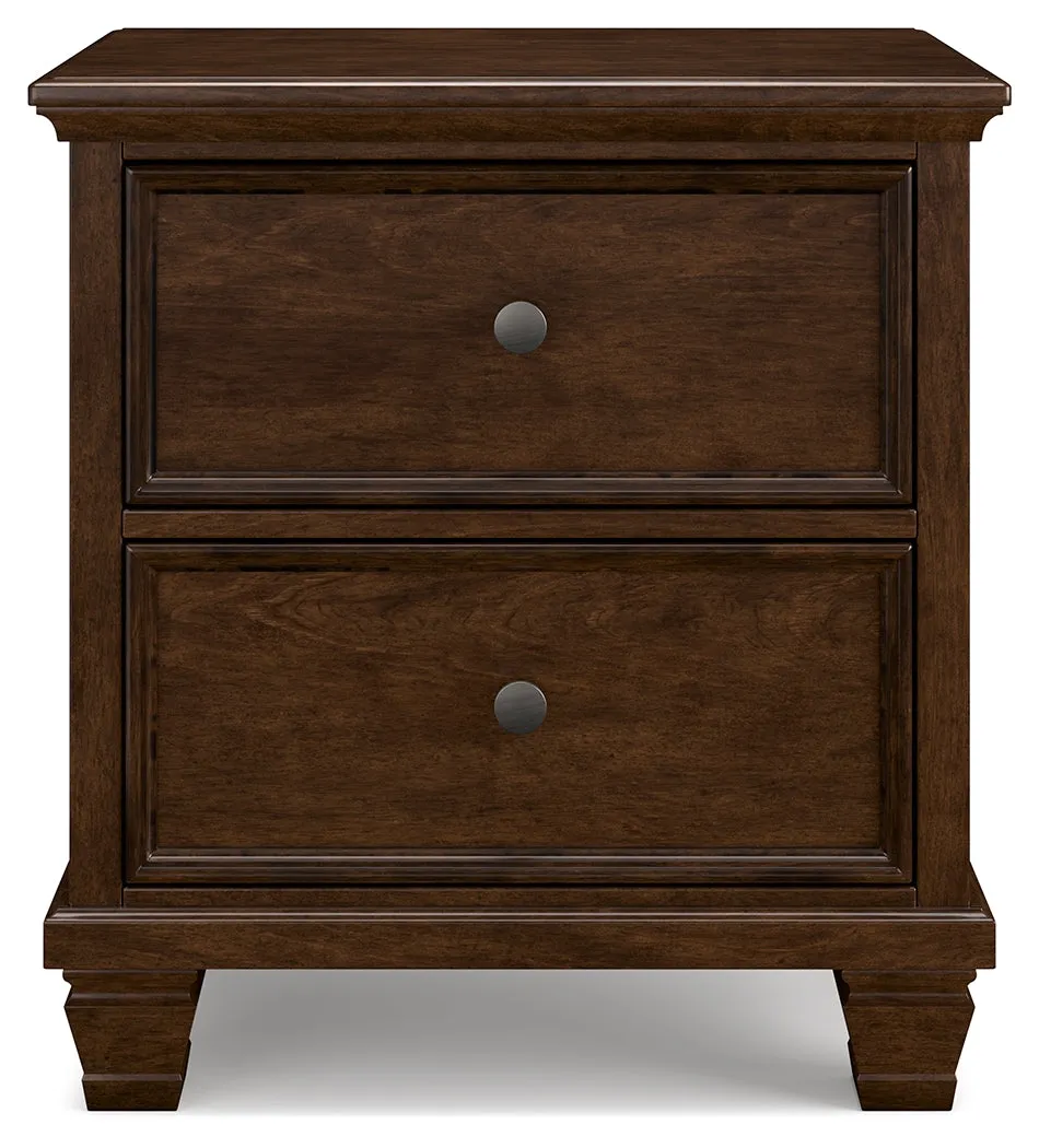 Danabrin King Panel Bed with Mirrored Dresser and 2 Nightstands in Brown