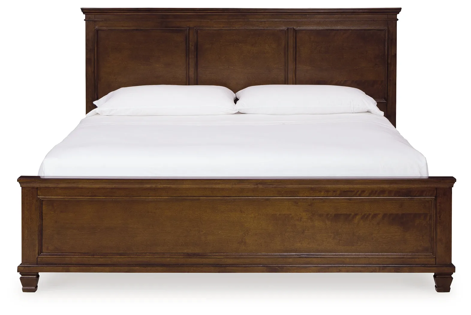Danabrin King Panel Bed with Mirrored Dresser and 2 Nightstands in Brown