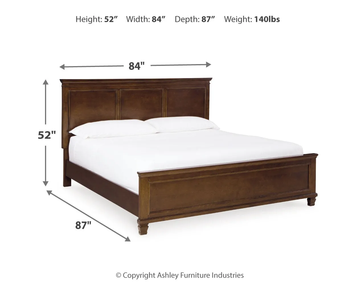 Danabrin King Panel Bed with Mirrored Dresser and 2 Nightstands in Brown