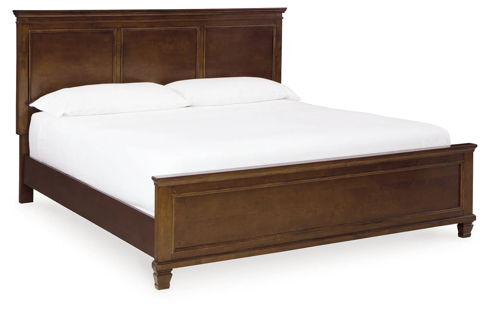 Danabrin King Panel Bed with Mirrored Dresser and 2 Nightstands in Brown