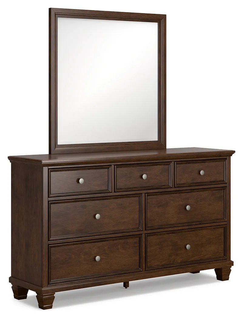 Danabrin Twin Panel Bed with Mirrored Dresser and 2 Nightstands in Brown