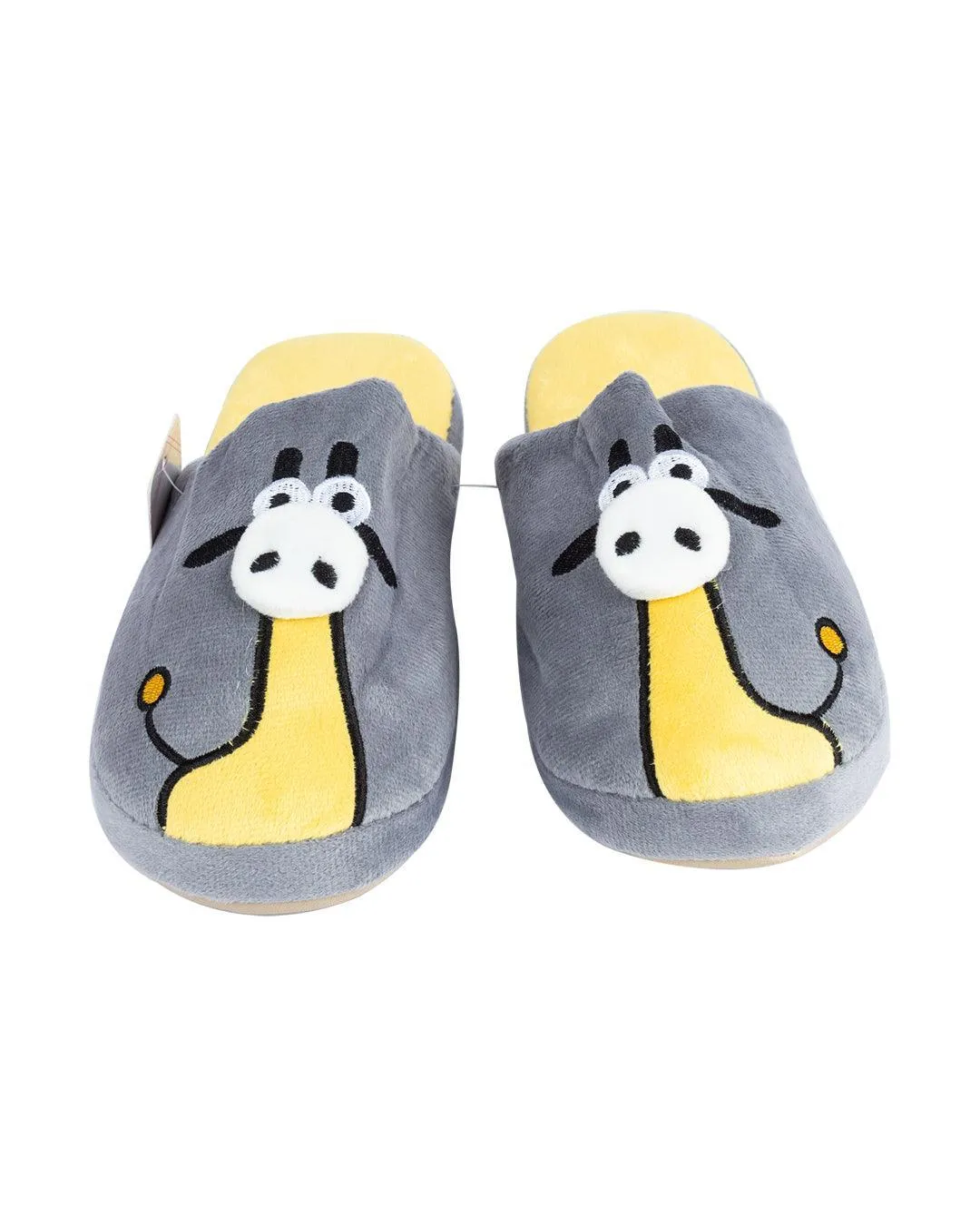 Donati Bedroom Slippers, Giraffe, Grey, Polyester