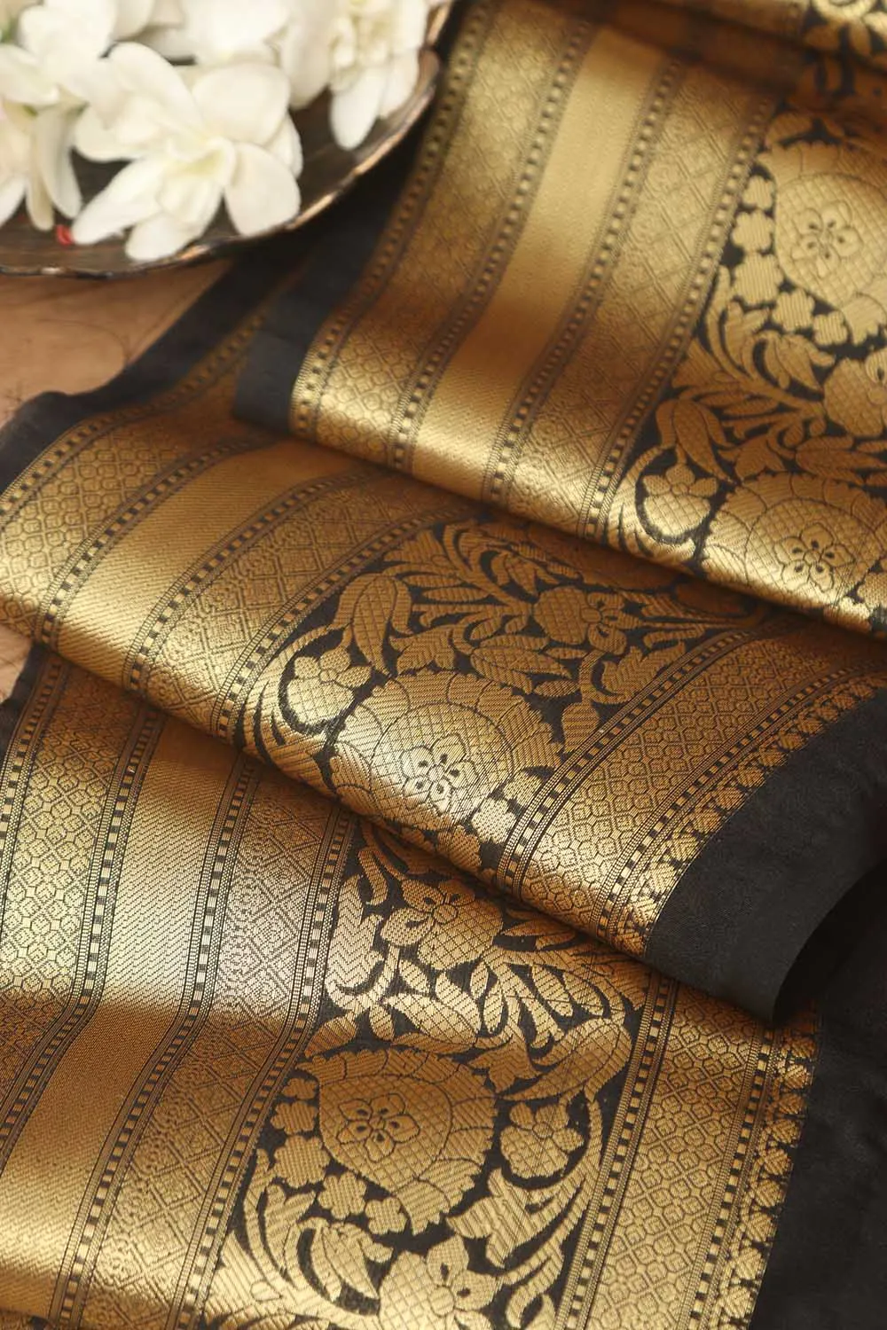 Exquisite Black Banarasi Silk Lace - 1 Mtr