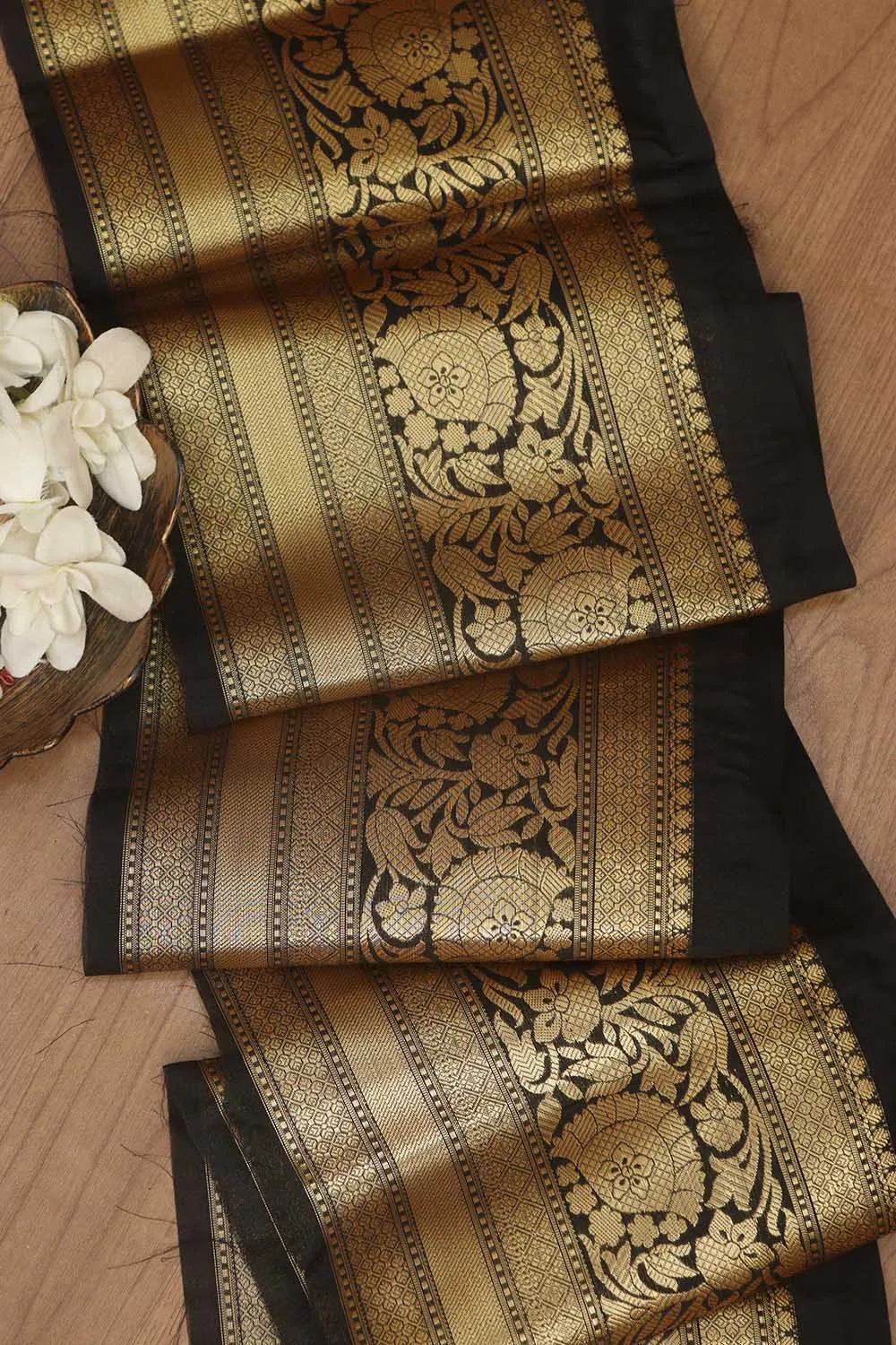 Exquisite Black Banarasi Silk Lace - 1 Mtr