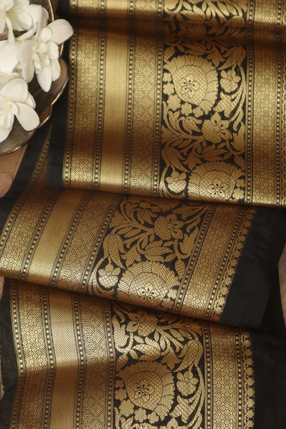 Exquisite Black Banarasi Silk Lace - 1 Mtr