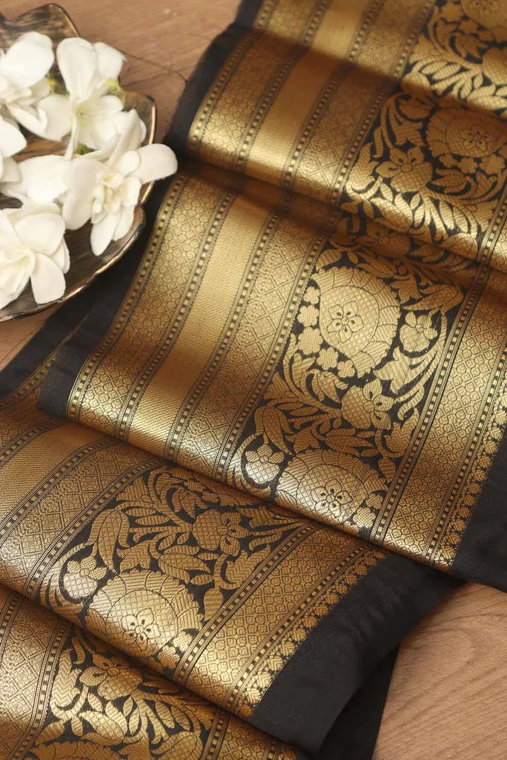 Exquisite Black Banarasi Silk Lace - 1 Mtr
