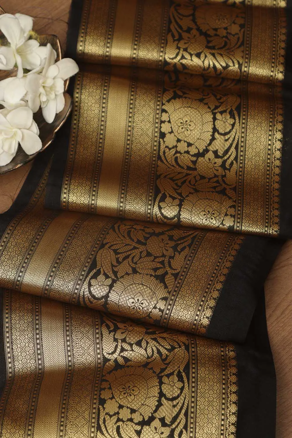 Exquisite Black Banarasi Silk Lace - 1 Mtr