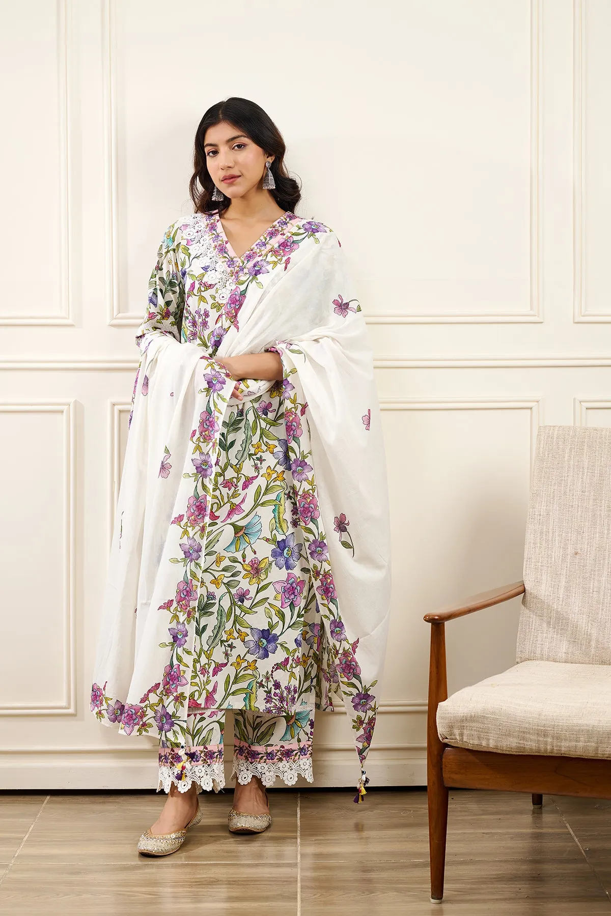 Gul-Bahaar Straight KURTA WITH PALAZZO AND DUPATTA- SET OF 3