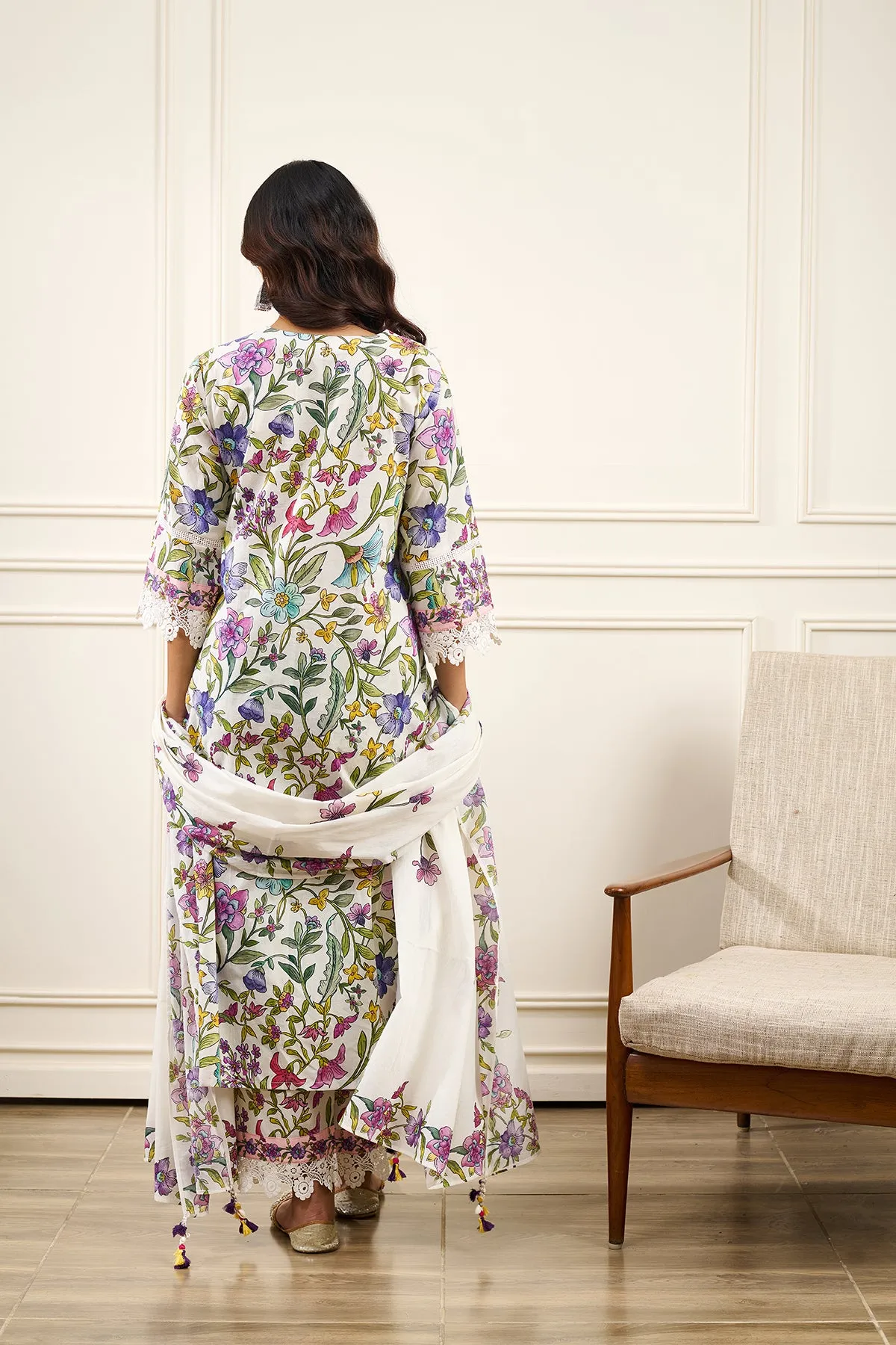 Gul-Bahaar Straight KURTA WITH PALAZZO AND DUPATTA- SET OF 3