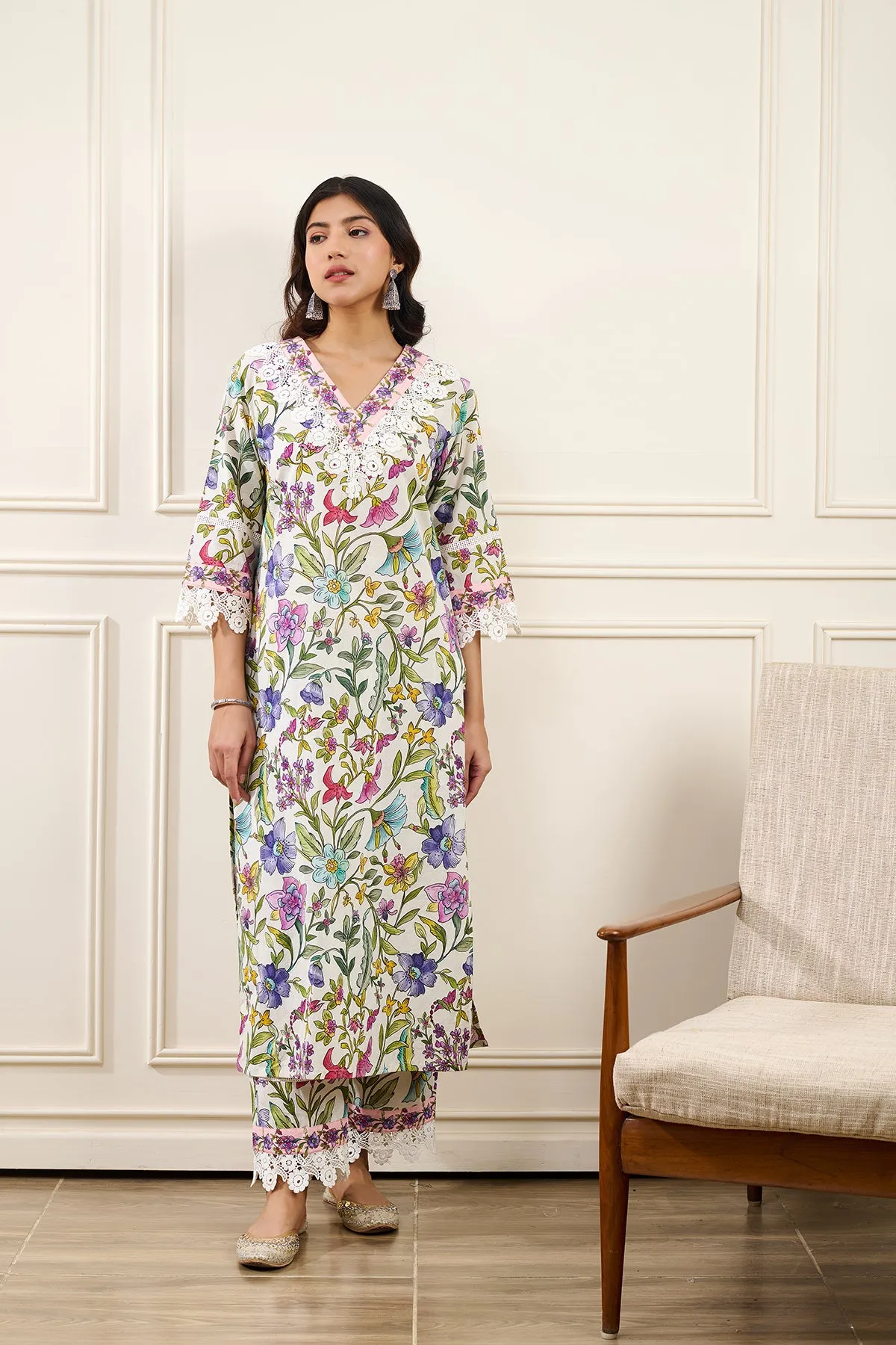 Gul-Bahaar Straight KURTA WITH PALAZZO AND DUPATTA- SET OF 3