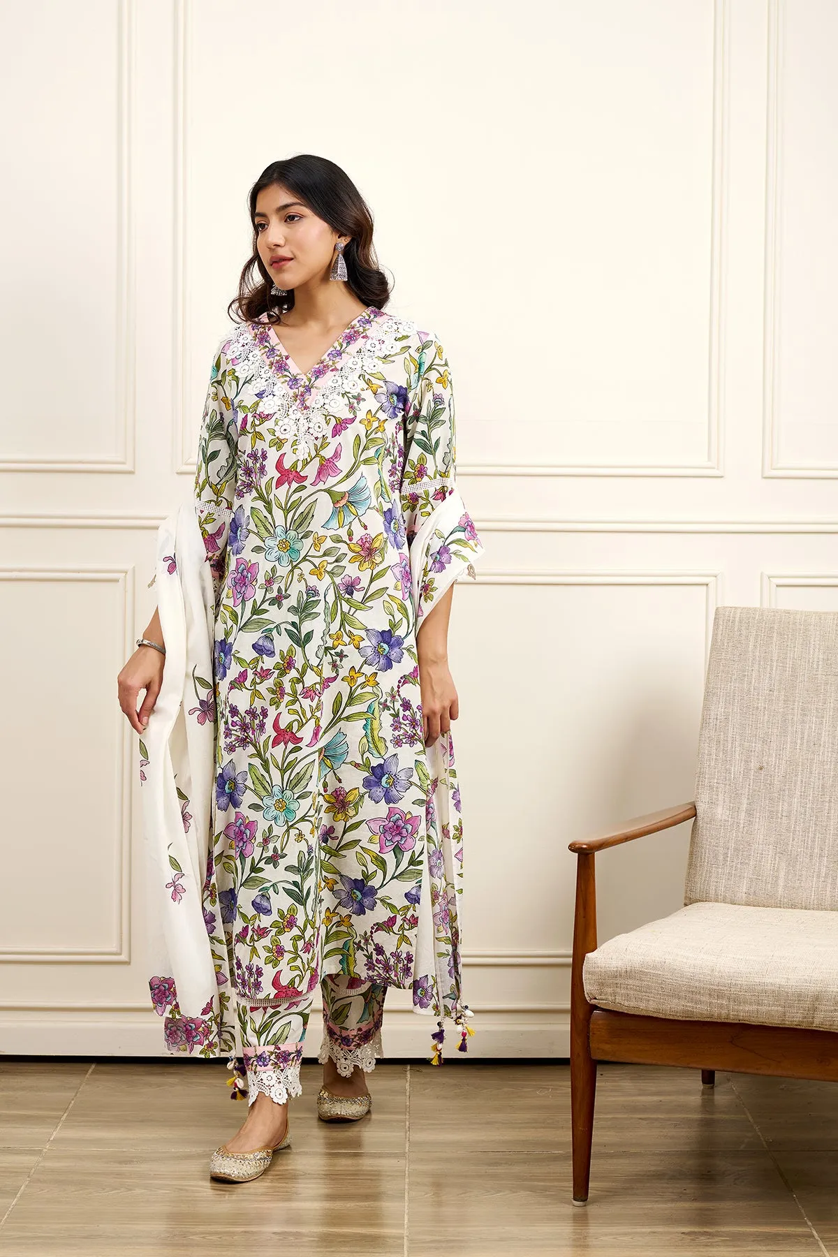 Gul-Bahaar Straight KURTA WITH PALAZZO AND DUPATTA- SET OF 3