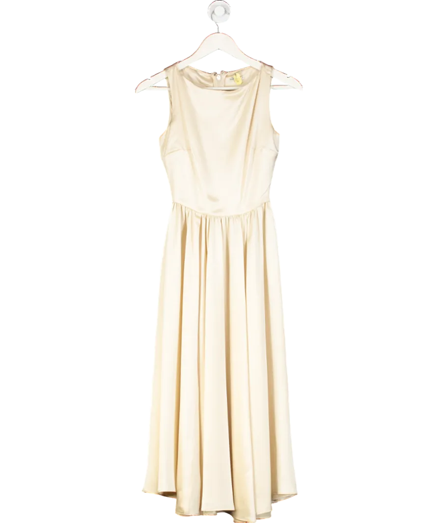 House of CB Beige Champagne Satin Midaxi Dress UK XS