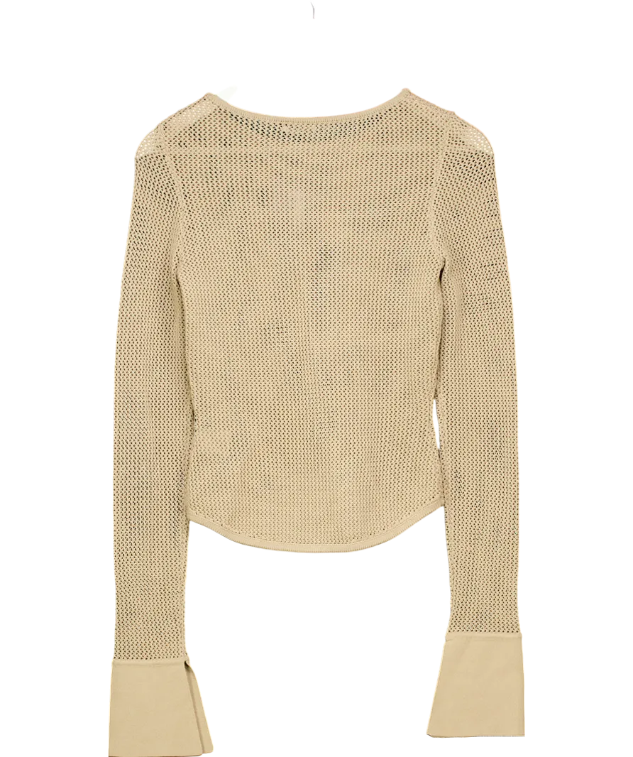 House of CB Beige Flare Sleeve Crochet Knit Top UK S