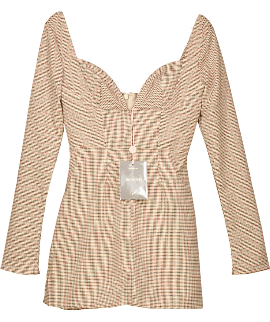 House of CB Brown Angelie Check Mini Dress (bigger Cup) UK S