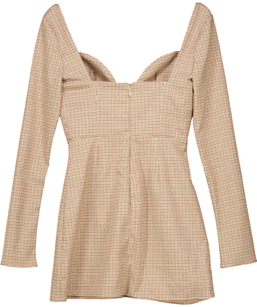House of CB Brown Angelie Check Mini Dress (bigger Cup) UK S