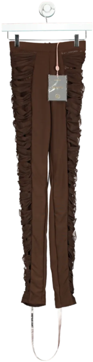 House of CB Brown Isolde Ruched Leggings UK XS