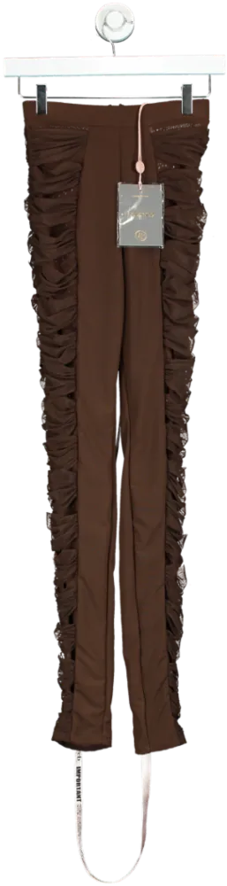 House of CB Brown Isolde Ruched Leggings UK XS