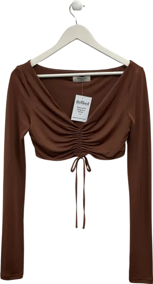House of CB Brown Ruched Front Crop Top UK S