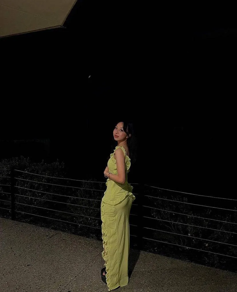 House of CB - Pixie Lime Ruffle Maxi Dress