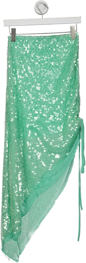 HOUSE OF SUNNY Green Splash Sequin Skirt UK 6