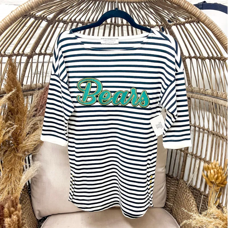 Last Chance Size Small | Faux Sequin Baylor Bears Striped Tee