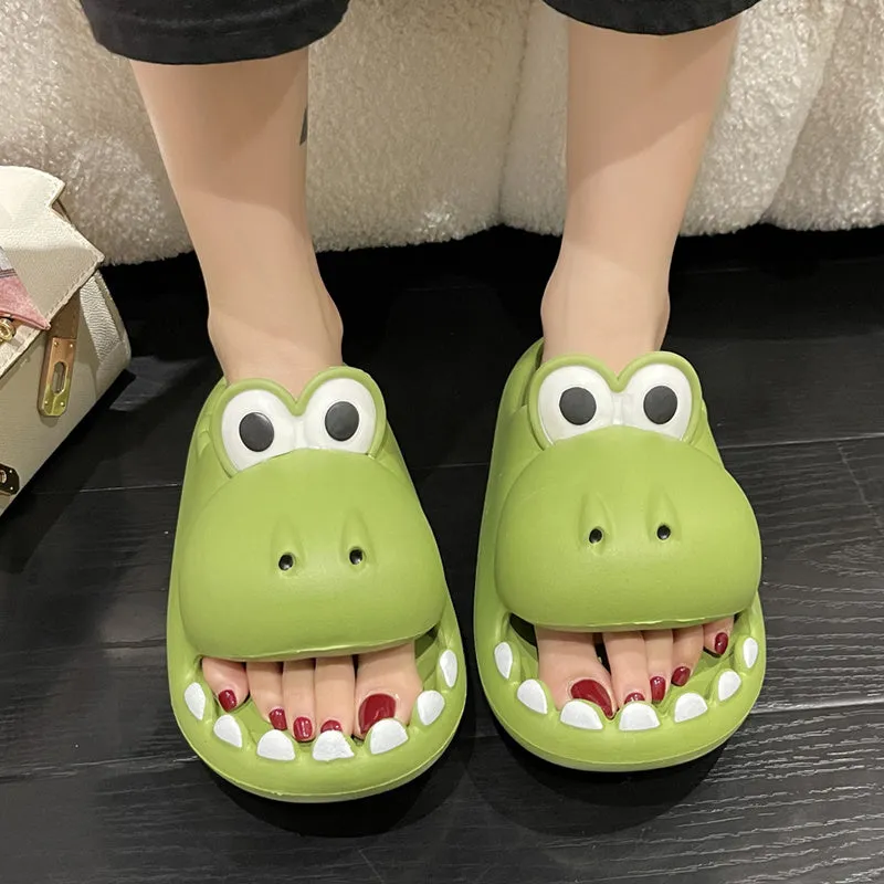 Lucyever Cute Platform Dinosaur Slippers Women 2022 Summer Thick Bottom EVA Womens Slides