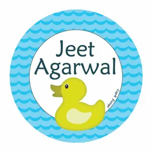 Personalised Yellow Ducky Waterproof Stickers (Round)
