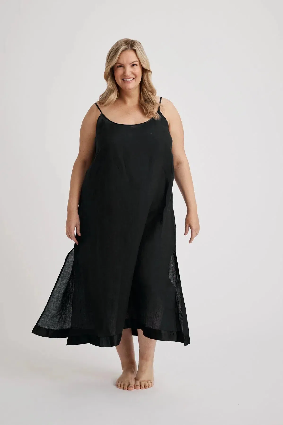 Renae - Slip Nightdress - Long - Black