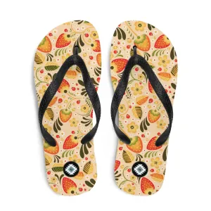 Russian Beige Khokhloma Flip Flops