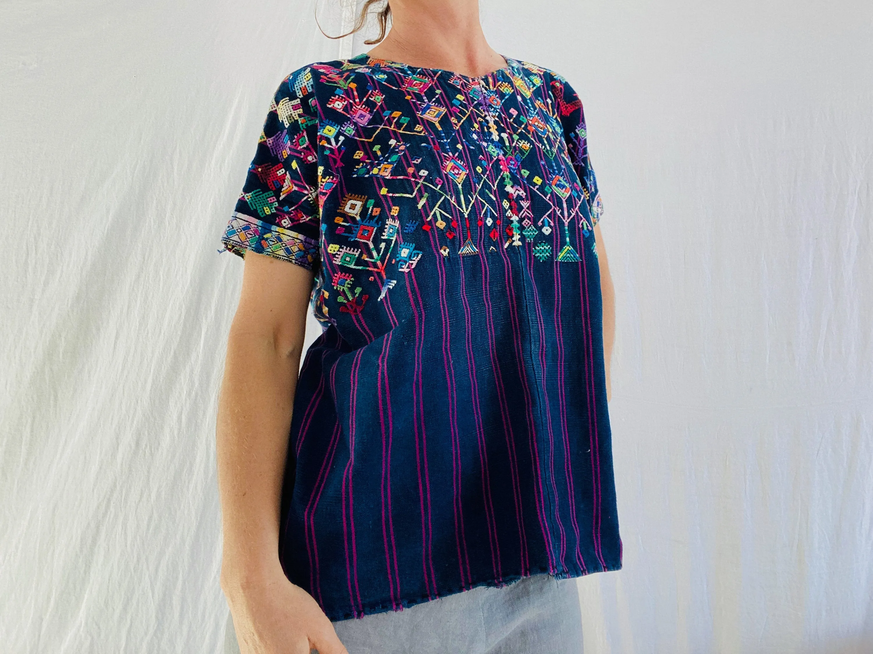 Vintage Guatemalan Huipil. Nahuala Indigo.