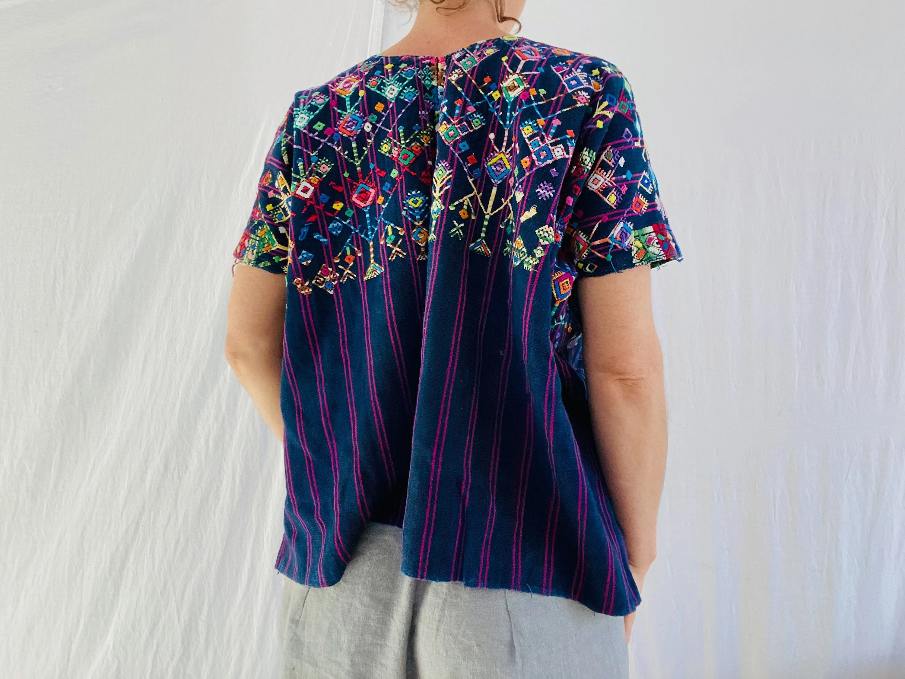 Vintage Guatemalan Huipil. Nahuala Indigo.